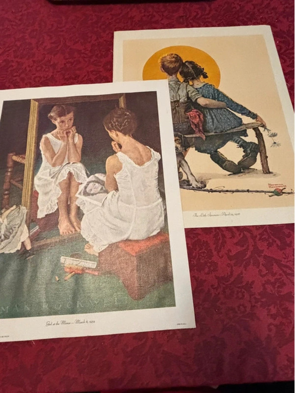 1970’s Norman Rockwell Canvas over Litho Prints